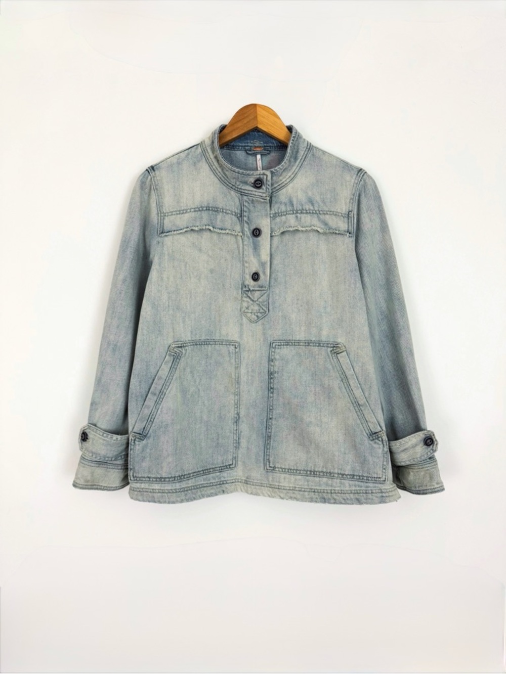 Free People Quarter-Button Pop-Over Denim Top | Size XS